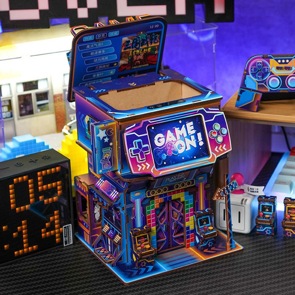 DIY 미니어처 하우스 사이버게임시티 수납함 우드 조립 조명 무드등 인테리어 TQ652