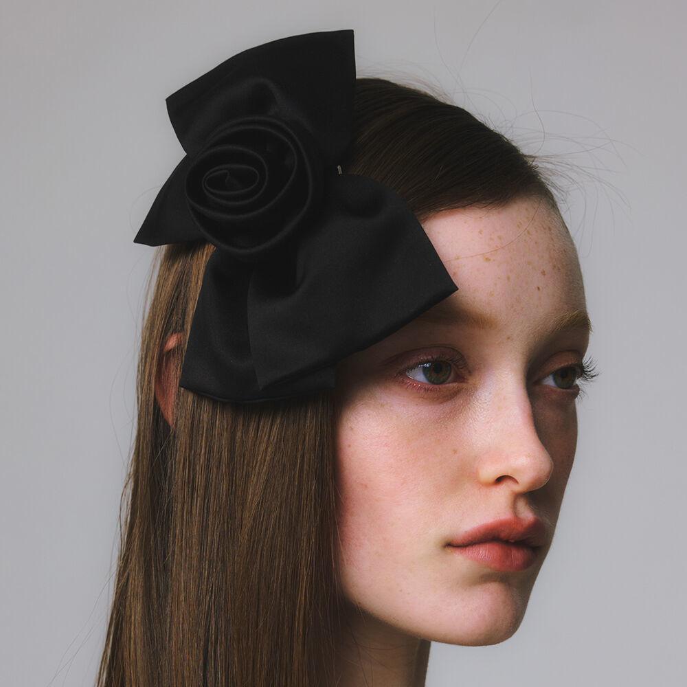 Rose Corsage Ribbon Pin / Black