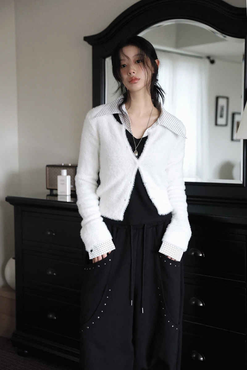 [MD PICK] 레빗 크롭 퍼 가디건