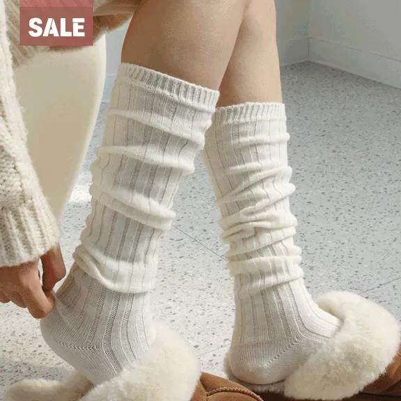 [🌈1+1할인/국내생산💜]울 캐시미어 롱 골지 니삭스 겨울양말 골지양말 긴양말 롱양말 반양말 니하이삭스 주름양말 4color
