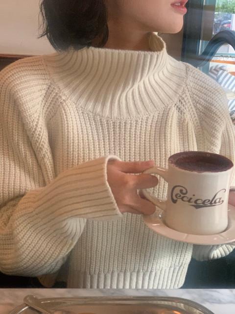 이브 터틀넥 크롭 울 니트