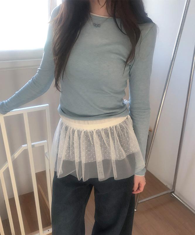 니어웨어 [봄베스트🌸] 트럼블 레이어드 프릴 랩 스커트 레이어드스커트/프릴스커트/랩스커트/미니스커트