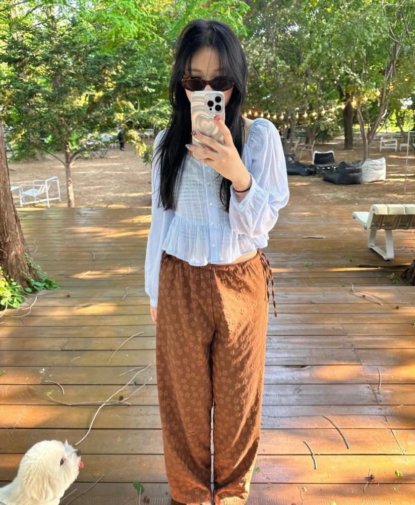 엠보 꽃 바지 밴딩 스트링 플라워 팬츠 3color