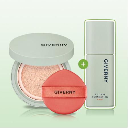 지베르니 밀착 커버 쿠션 12g (본품) (SPF 40, PA++) + 파운데이션 30ml (본품)