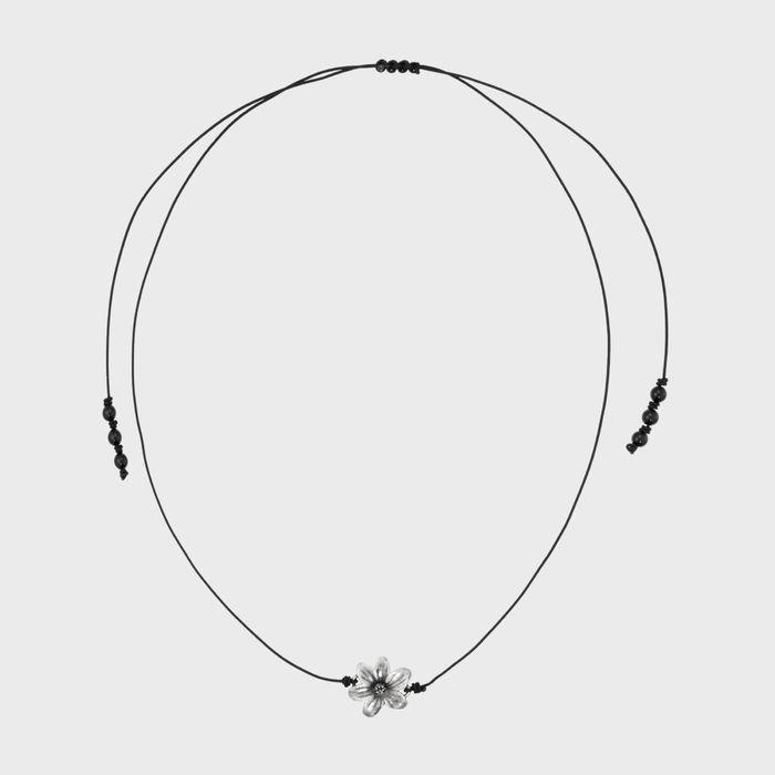 petal strap necklace-black