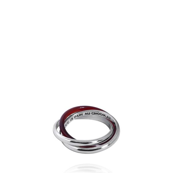 CROSSED RED CHALCEDONY RING