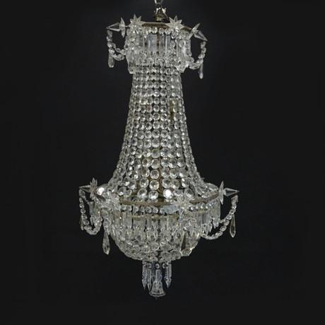 KRONLEUCHTER MIT PRISMEN, OSCARISCH.