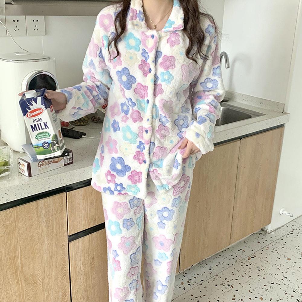 켈리플라워 수면 잠옷세트 꽃 긴팔 겨울파자마 파티 홈웨어 실내복