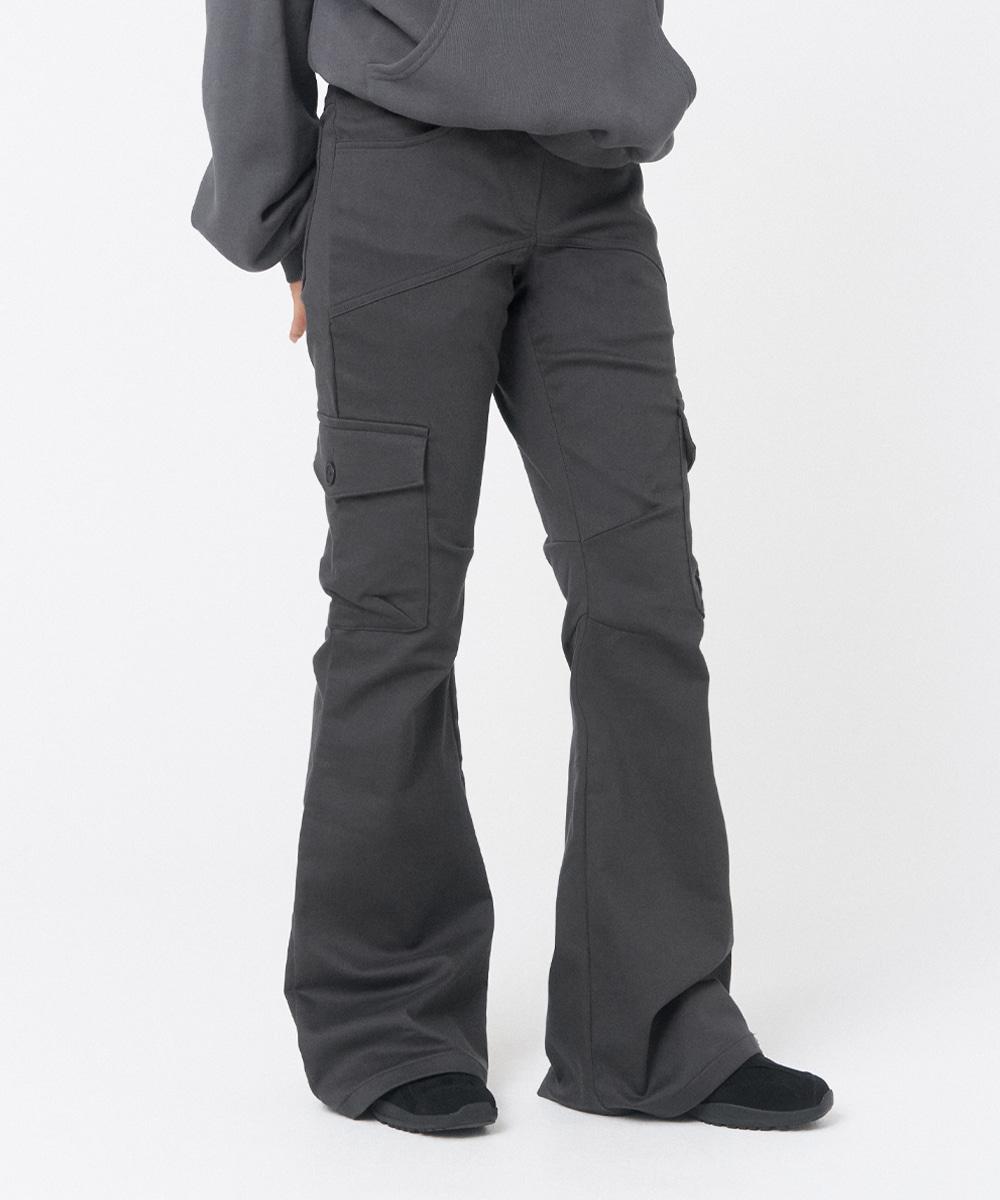 Panel cargo bootscut pants CHARCOAL