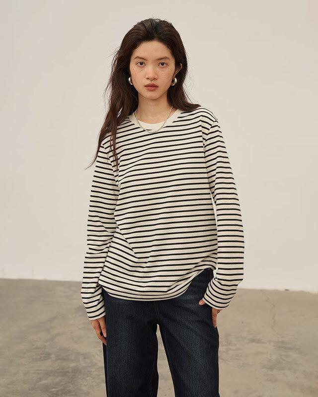 OMONT 베이직 스트라이프 롱슬리브 (2 컬러)