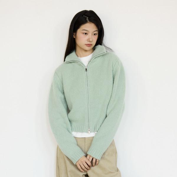 RWS Merino & Alpaca Volume-Sleeve Two-Way Zip Cardigan_Sage Mint
