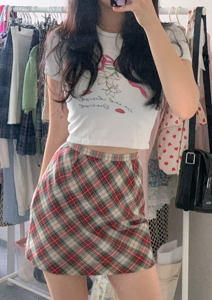 [중고] 309. Red check skirt (25)
