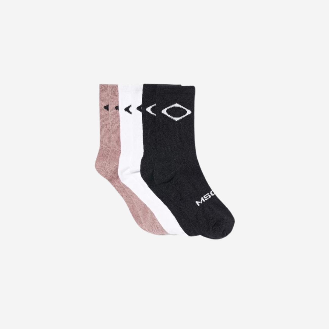 Mischief Rhombus Middle Tube Socks Pink White Black (3 Pack)