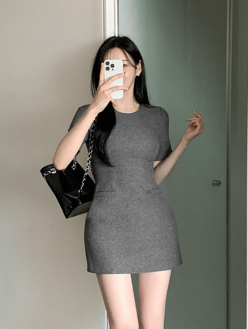 로젤라 포켓 트위드 미니원피스