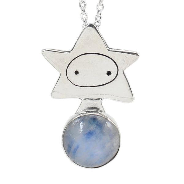 Star Girl Necklace - Moonstone and Sterling Silver Star Pendant