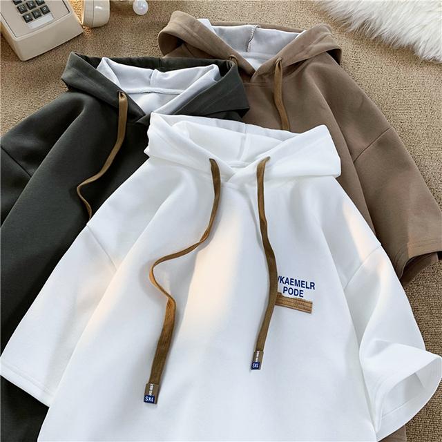 루즈핏 포드 레터링 반팔 후드 티셔츠 MD1011