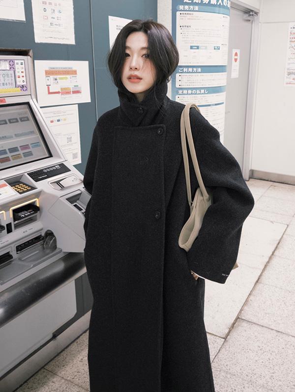 슬로우앤드 [단하루 20%할인!/문의폭주] #SLOWMADE. 리브드 프리미엄 울 100% 핸드메이드 롱코트 - 2 color (무료배송)