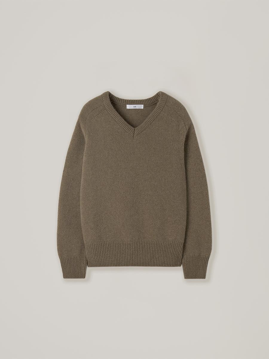Conto v-neck alpaca knit - Brown