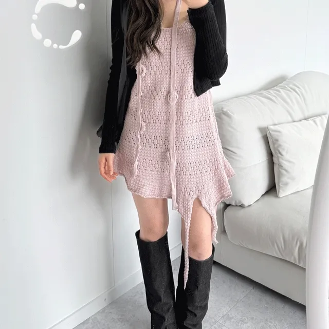 머플러set/Flower knit OPS