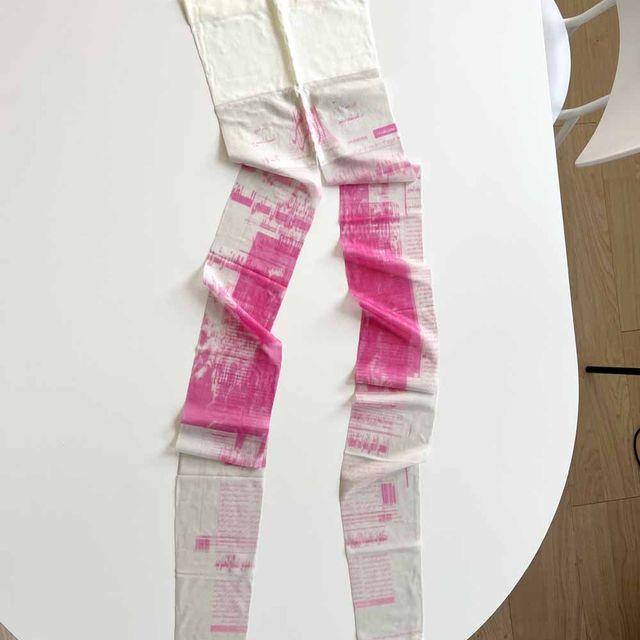 핑크 나염 유니크 프린팅 시스루 스타킹
