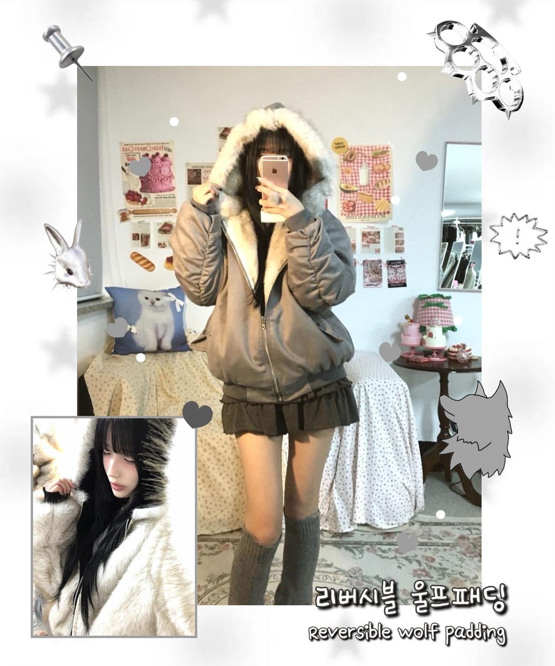 리버시블 울프패딩