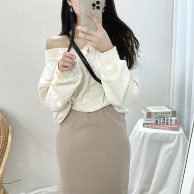 [여리+섹시!] 언더 브이넥 오프숄더 맨투맨 (4color)