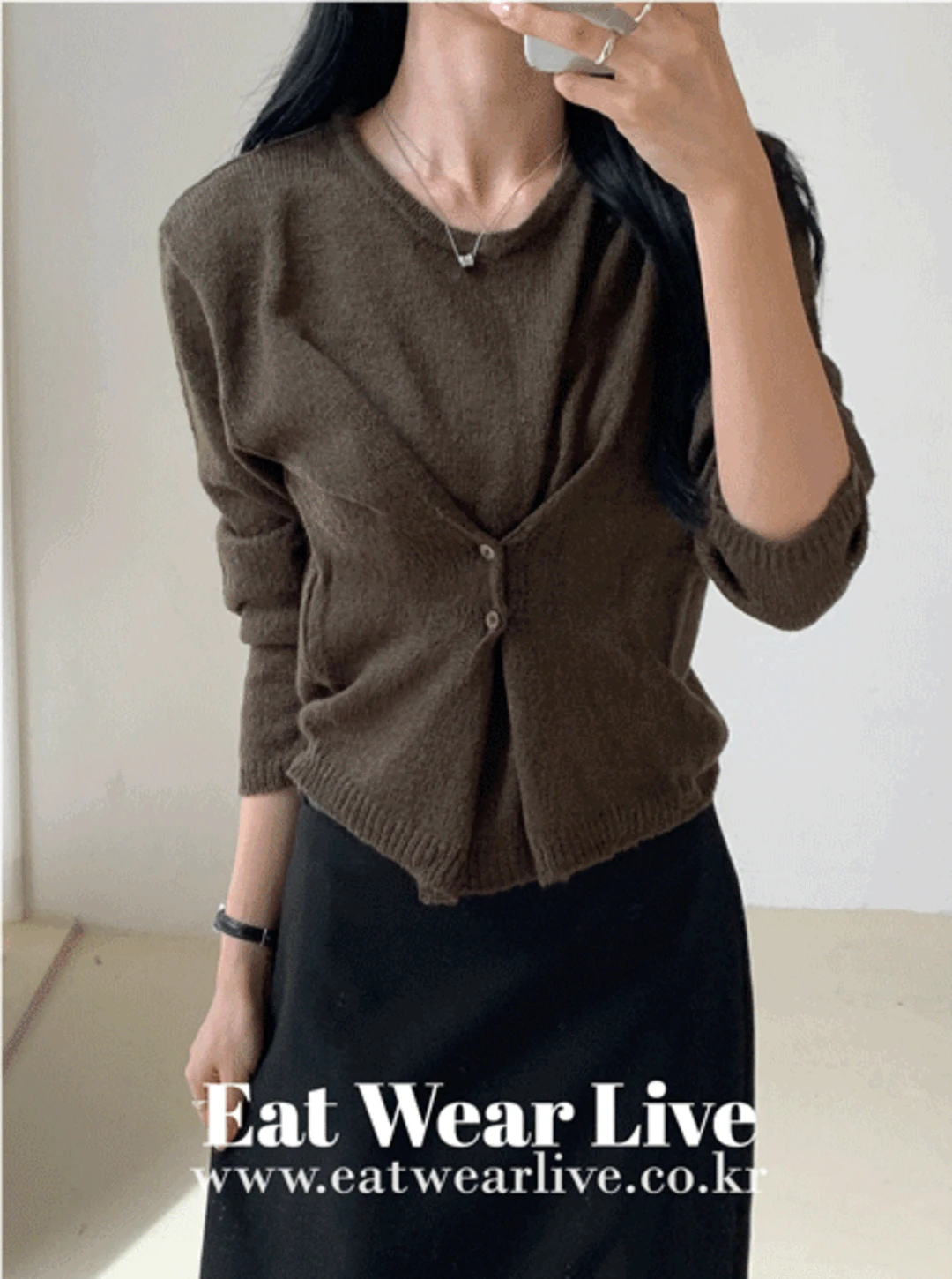 미들버튼 셔링니트 (3color)