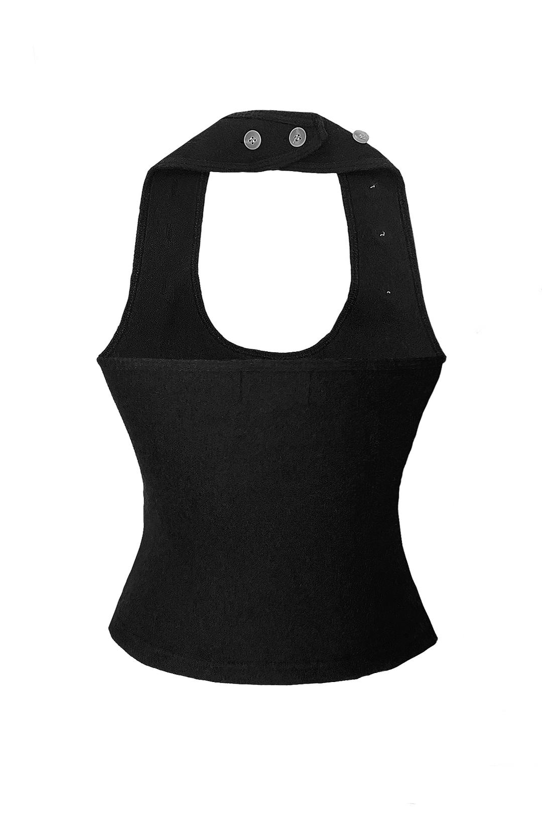 Button neck halter sleeveless