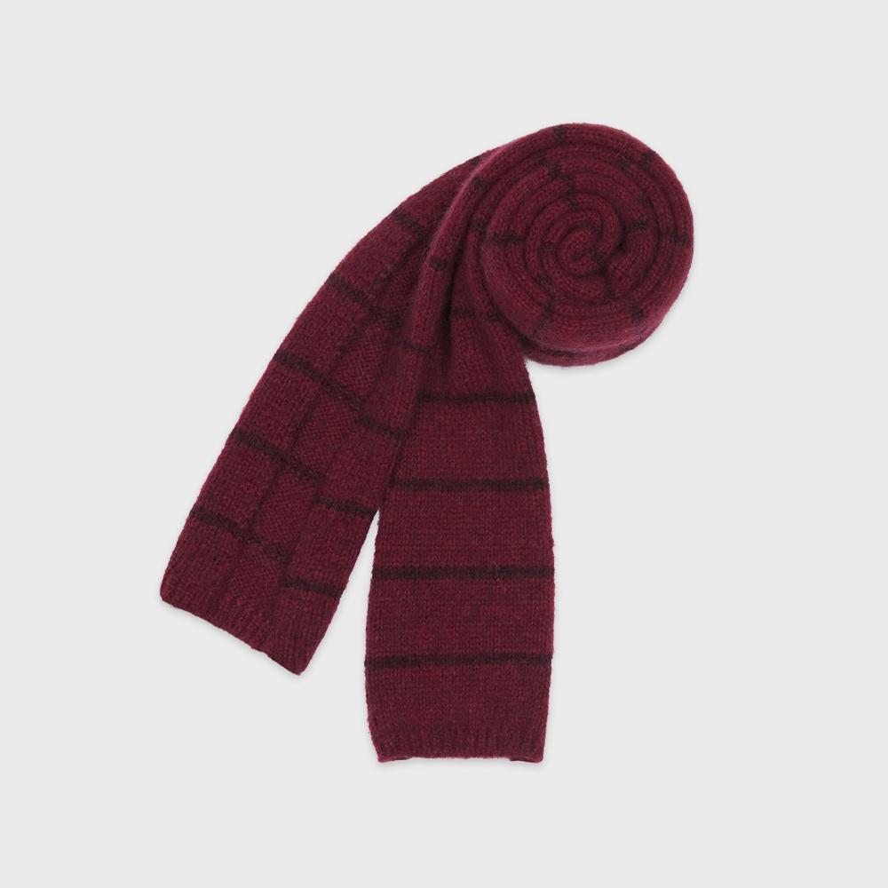 Baby Alpaca Stripe Muffler (Red)