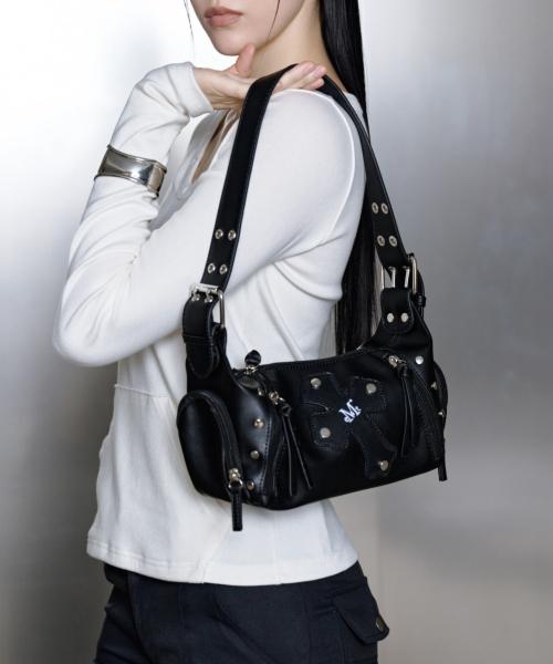 바엘 크로스 레더 패치 미니 숄더백