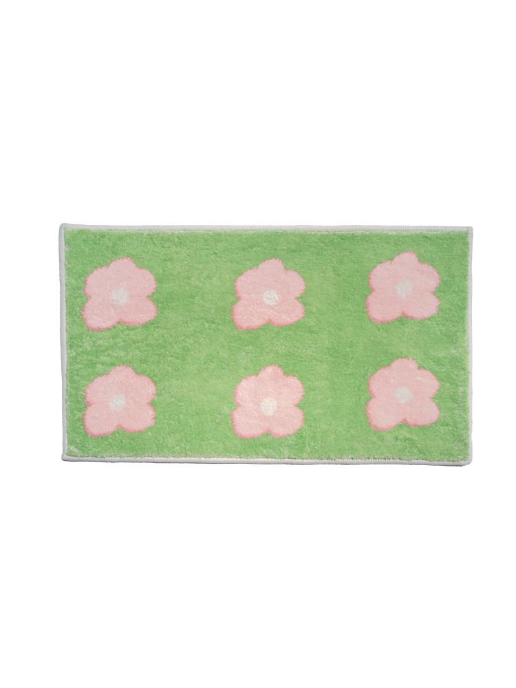 아크테리어 귀여운 그린 핑크 플라워 발매트
