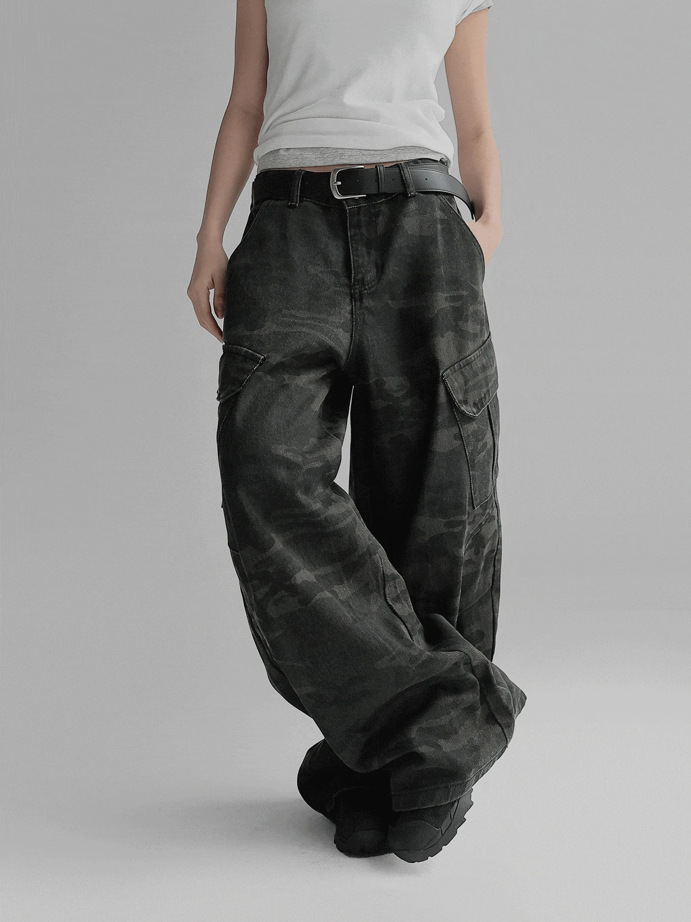 (unisex)카모벌룬와이드팬츠