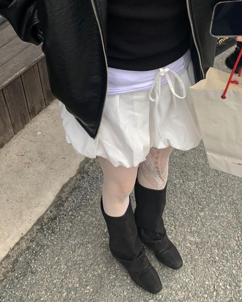 [쓰리하우스] 퍼프 리본 벌룬미니스커트 3color