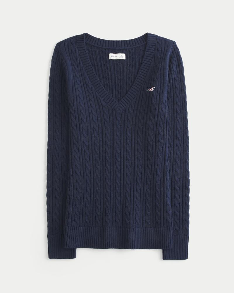 Cable-Knit Icon V-Neck Sweater