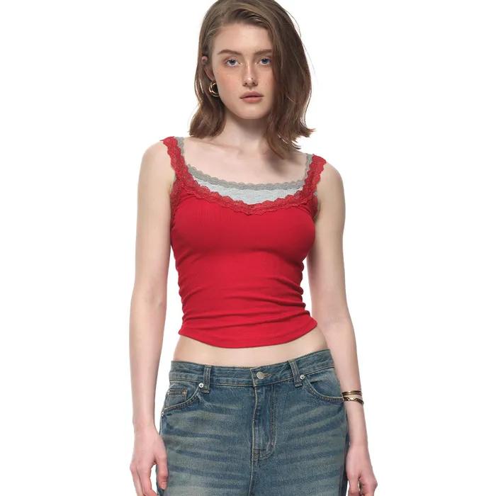 LAYERED LACE CAMI-TOP (RED)