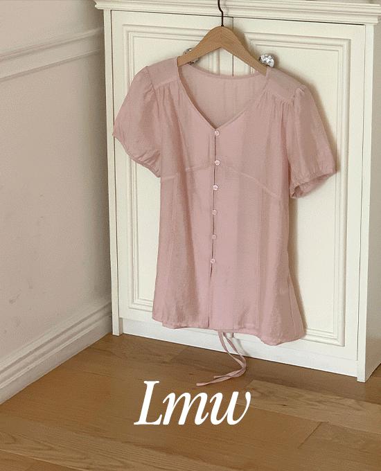 메리어라운드 [하객룩][l.m.w] 라튤립 스트랩 반팔 블라우스 (bl)