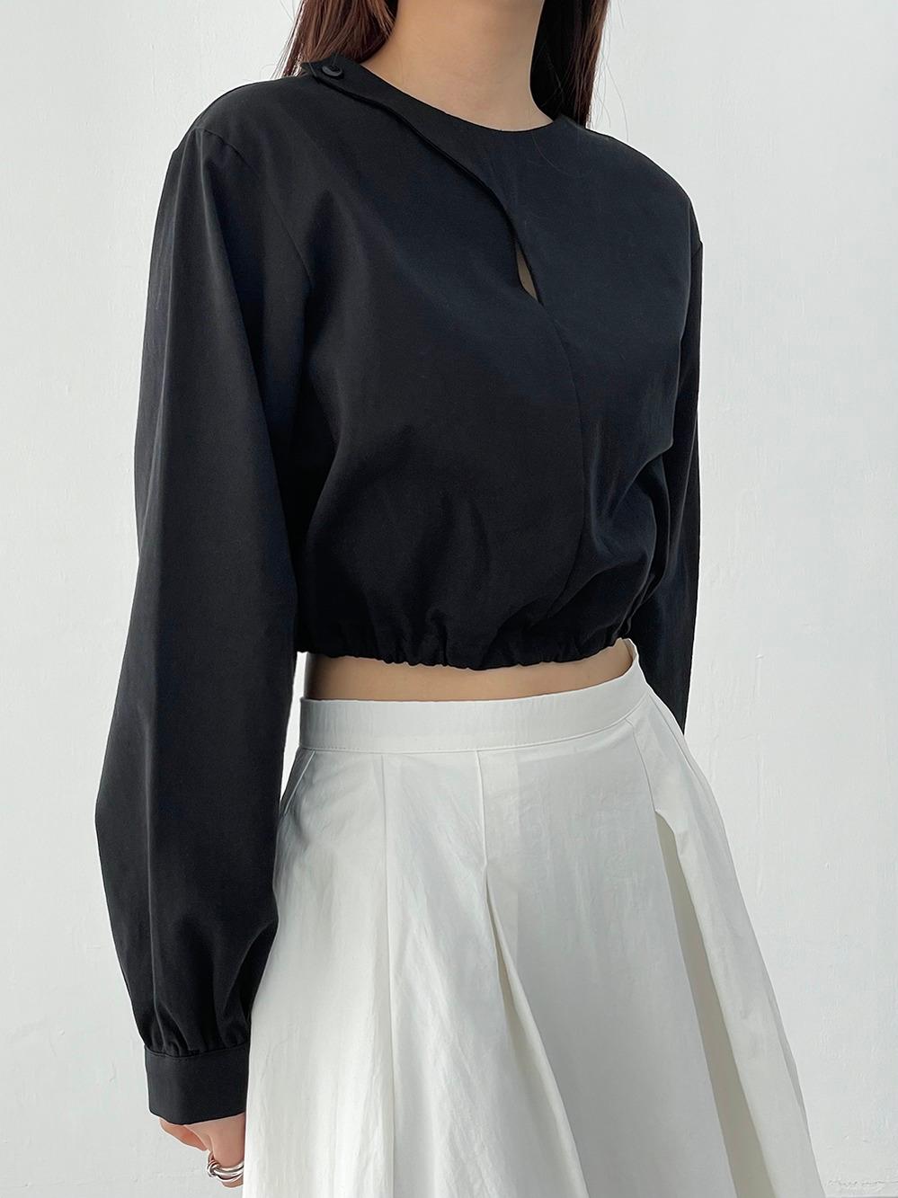 crop button blouse (2color)
