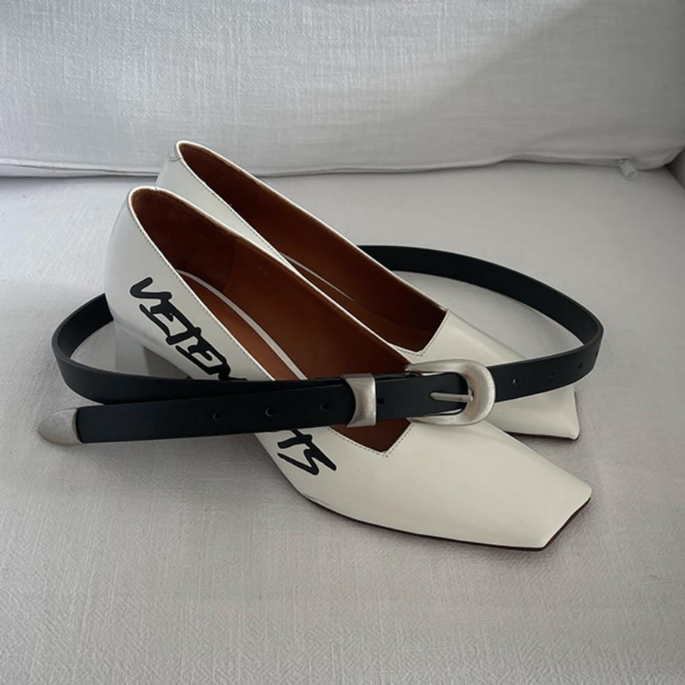 Rockrio Rarelicold 블랙 베이직 벨트 실버 버클 장식 여성 벨트