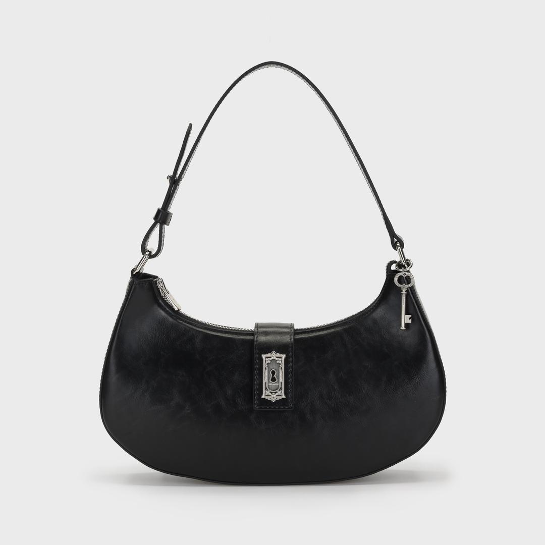 Half-moon hobo bag black