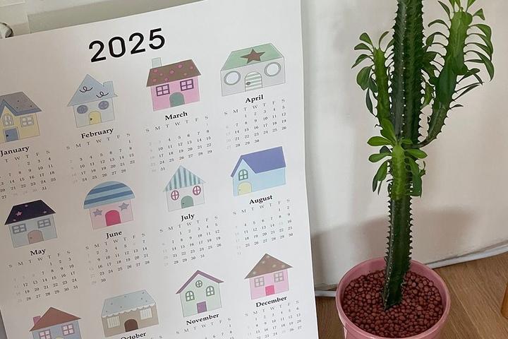 2025년 연력 달력 한장 인테리어 포스터 (my wish house)