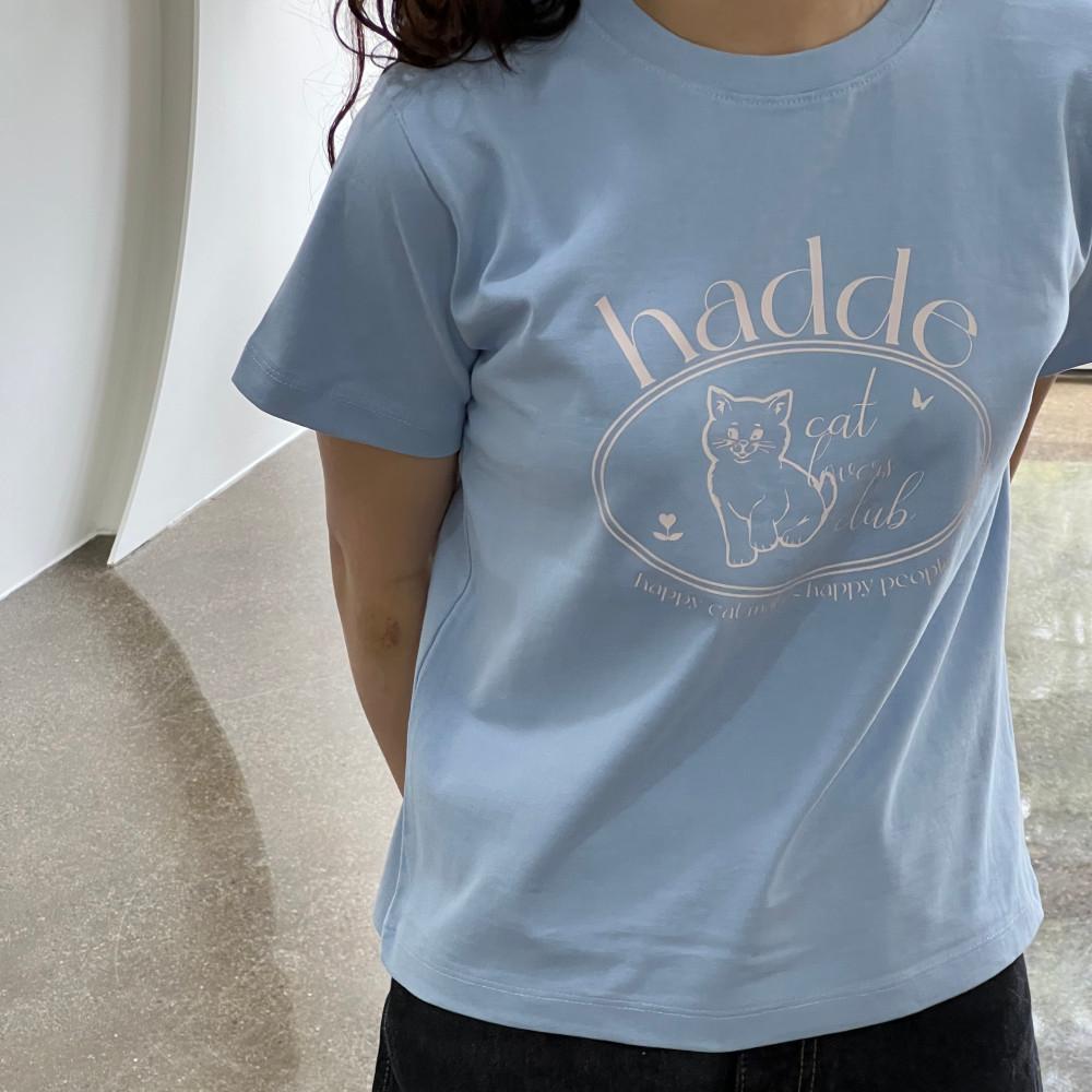 고양이 빈티지 핑크 나염 세미크롭 티셔츠(3 colors)