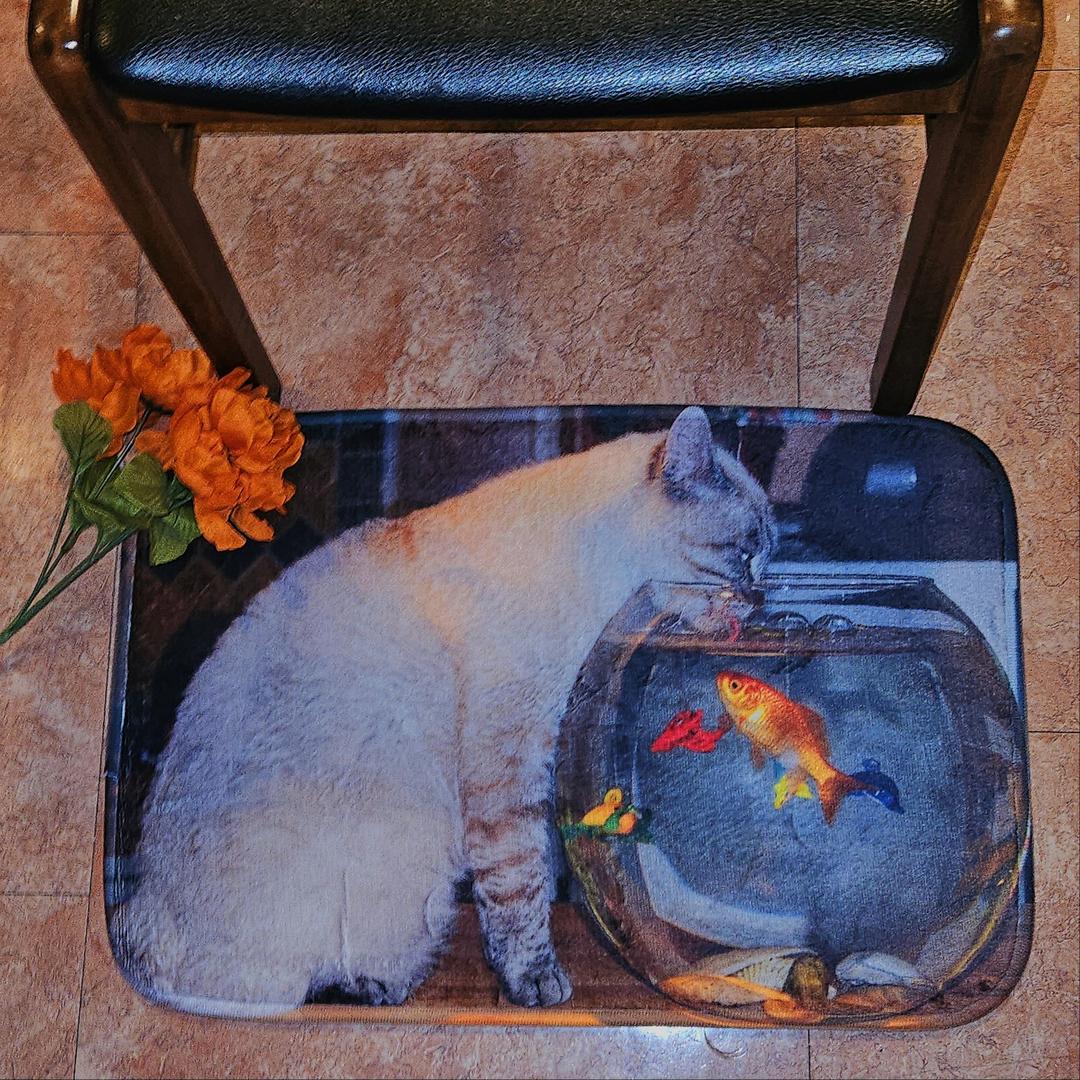 할짝 어항 고양이 극세사 발매트&미니 러그