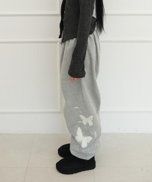 나비 플라워 스웨트 팬츠 (3 Color)