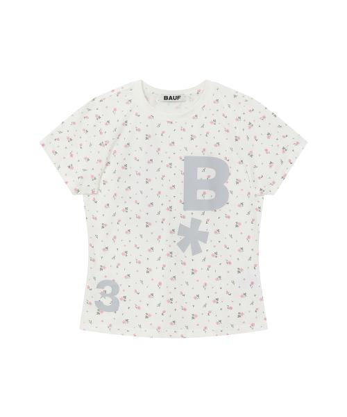 B logo 슬림핏 티셔츠 [플라워 화이트]