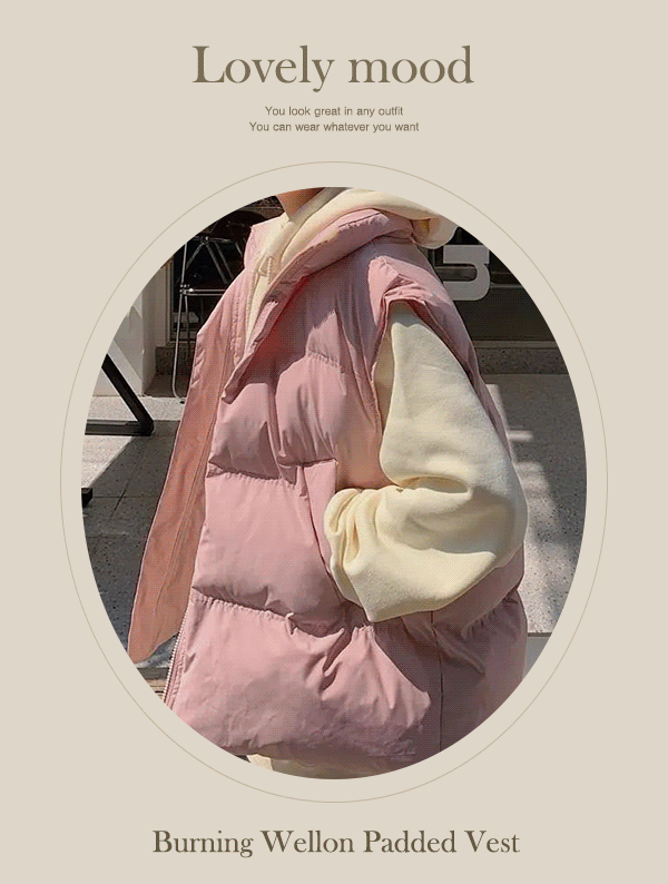 [겨울🤎업뎃동시폭주] 버닝 웰론 패딩 조끼_BT66411 간절기 가을 하이넥 경량 기본 베이직 크롭 숏 루즈핏 이지룩 데이트룩 블록코어룩 Y2K룩 오버핏