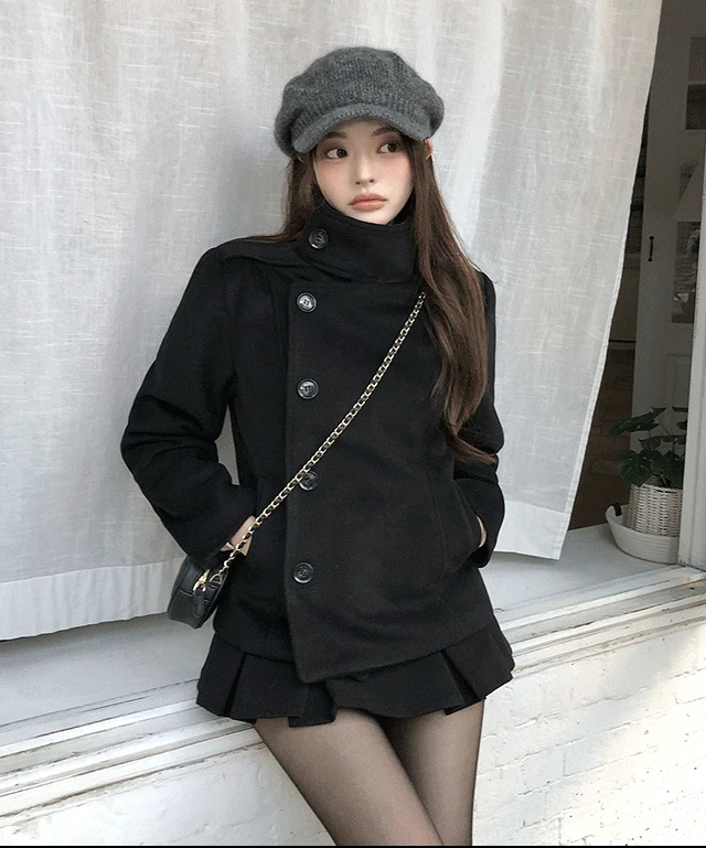 [누빔안감♨️고퀄버전✨] 키코 누빔안감 겨울 하이넥 숏 코트 / 데이트룩 겨울아우터 연말룩 클래식블랑