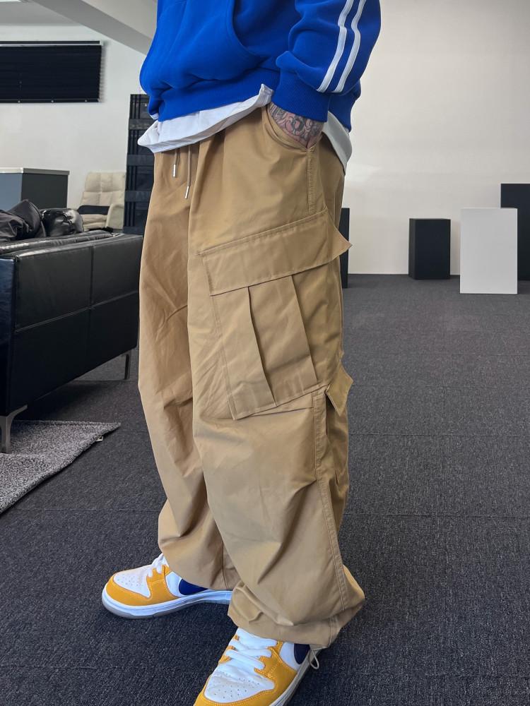 남녀공용 와이드 나일론 카고 팬츠 스트릿 캐주얼 힙한 20대 남자 코디 스트링 조거