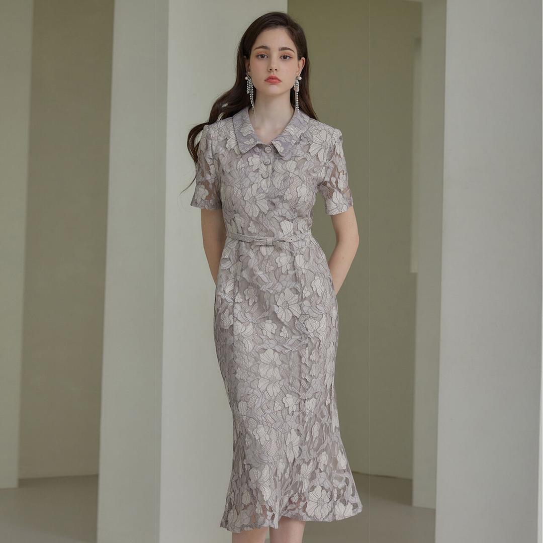 [쥴리앤칼라] 22HS 칼라53 스마일 오션 원피스 레이스 그레이 ( 원피스 )