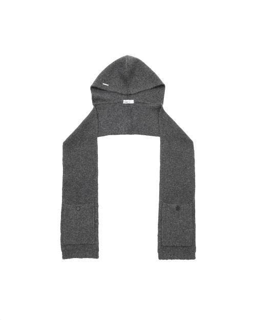 Hoodie pocket knit muffler CHARCOAL