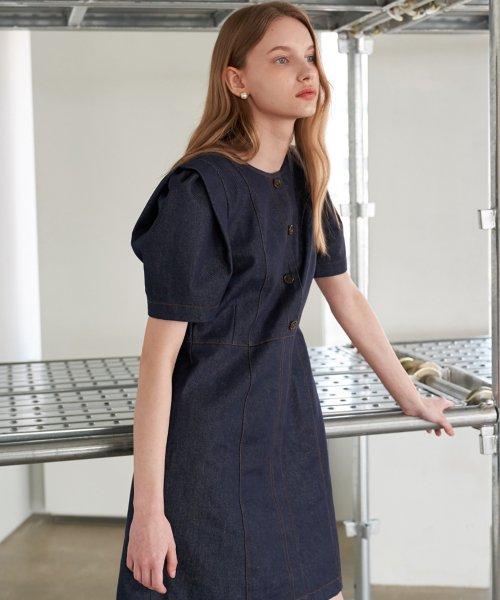 Ivy romantic sleeve P denim dress NA
